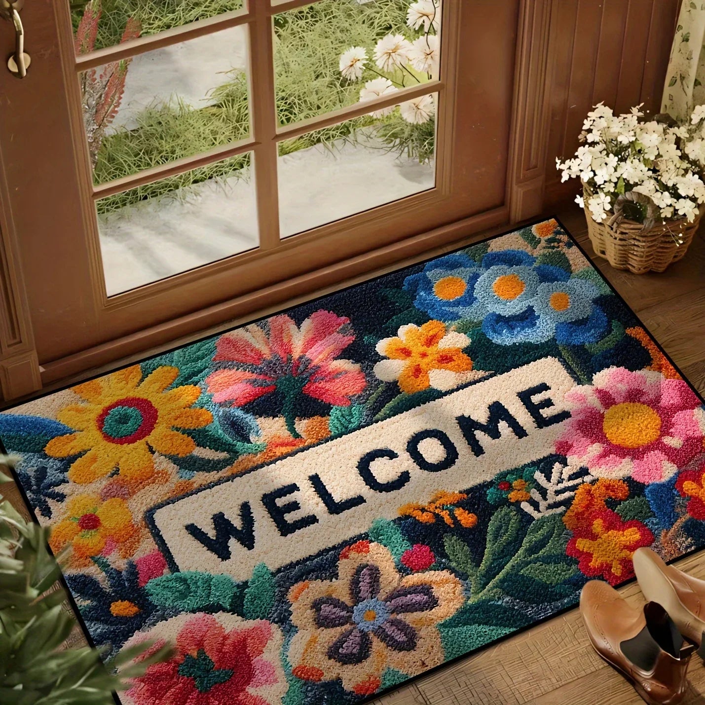 VIKAMA Beautiful  Flower Doormat Non-slip Floor Mat Absorbent Bathroom Mat Rug For Bedroom Living Room Carpet Welcome Mat