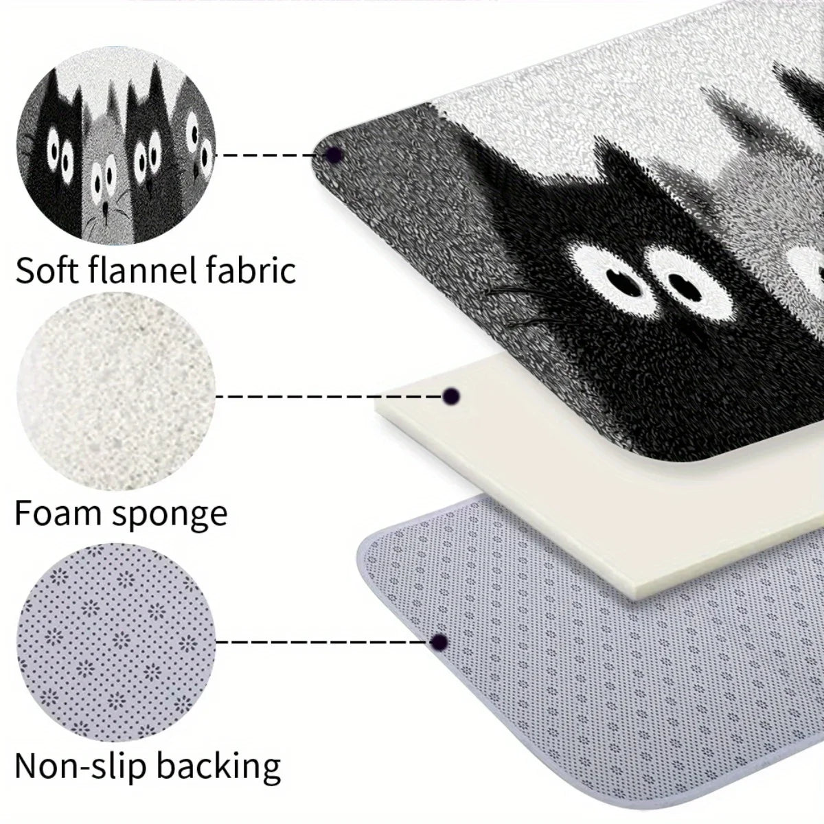 VIKAMA Cartoon 4 Kittens Carpet Bathtub Floor Mat Soft Doormat Kitchen Rug Winter Soft Living Room Carpet Rug For Bedroom Home D