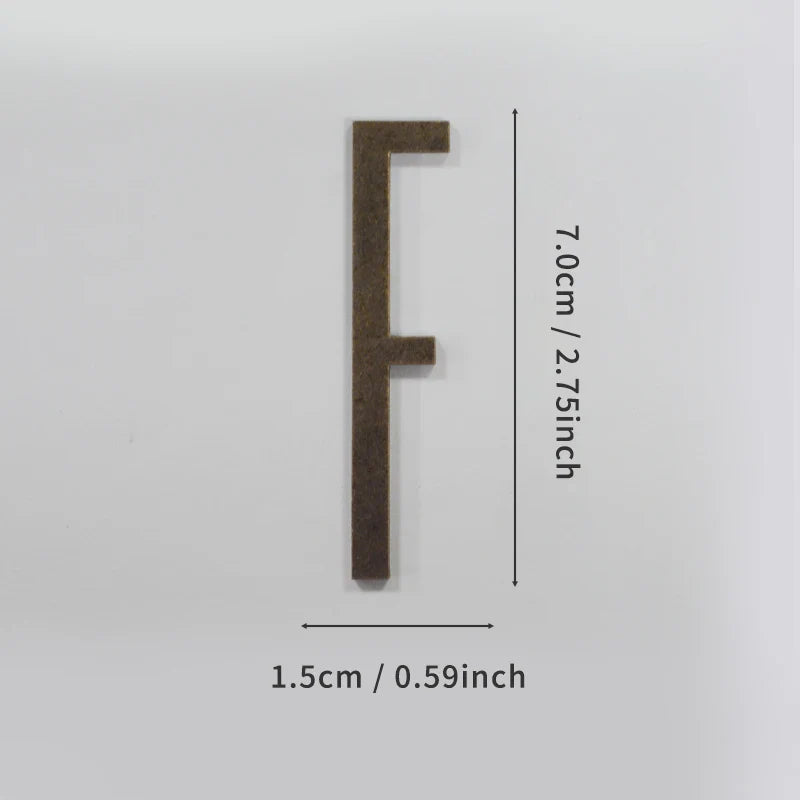 Bronze Self Adhesive House Number Metal English Alphabet Letters for Apartment Room Door Plate Table Mailbox Number Stickers 7cm
