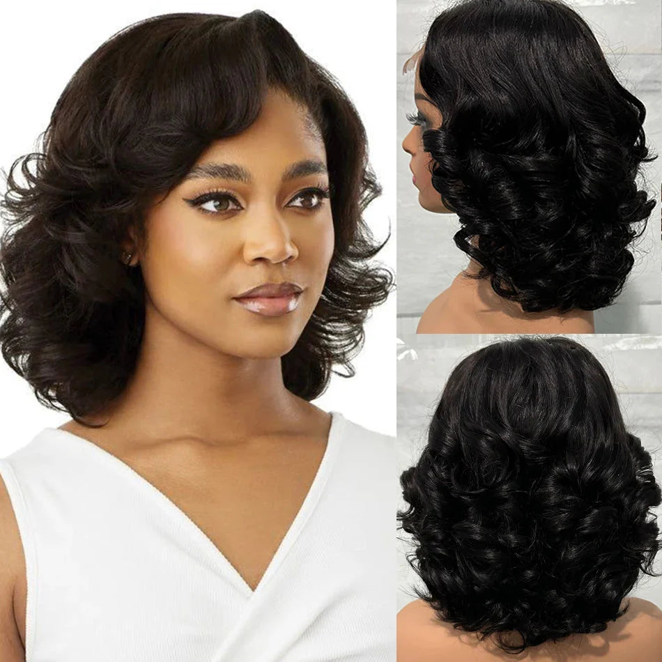 Malaysian Hair | Double Drawn | P4 27 | Ombre | Highlight | Bouncy Wave | Wear and Go | Glueless | Human Hair | Bob Curly Wigs