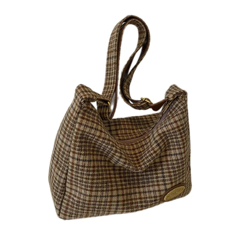 Trendy Plaid Crossbody Bag | Elegant & Practical Vintage Shoulder Handbag for Women (Soft Polyester for Everyday Use)