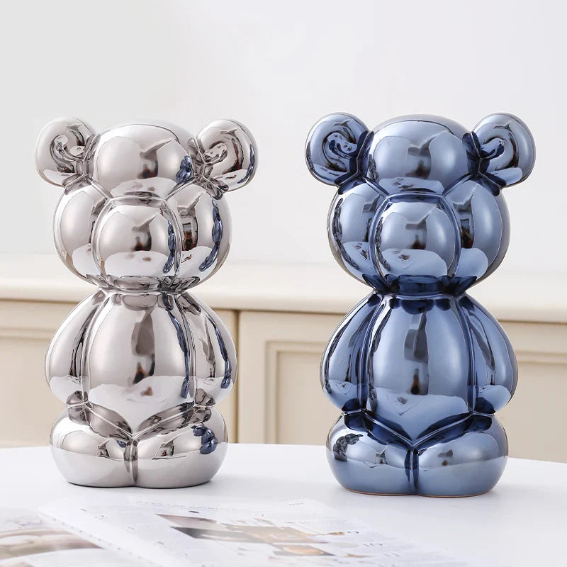 Ceramic Little Fat Bear  Sculpture Home Decor room Decoration Accessories Office Nordic Animal Decorative Sculptures  Figurines