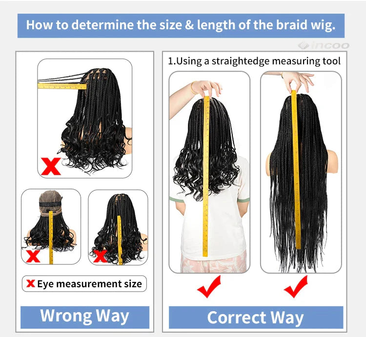 36" Boho Curly Box Braided Lace Wig | Knotless Cornrows | Synthetic Braids for Black Women