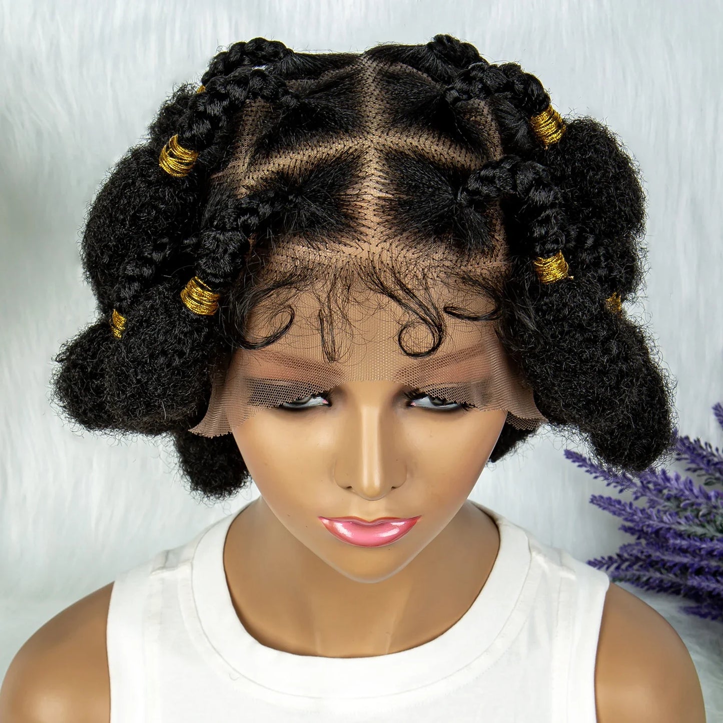 New Style Bantu Knot Knotless Box Braids HD Full Lace Wig | Synthetic Braided Wig for Black Women