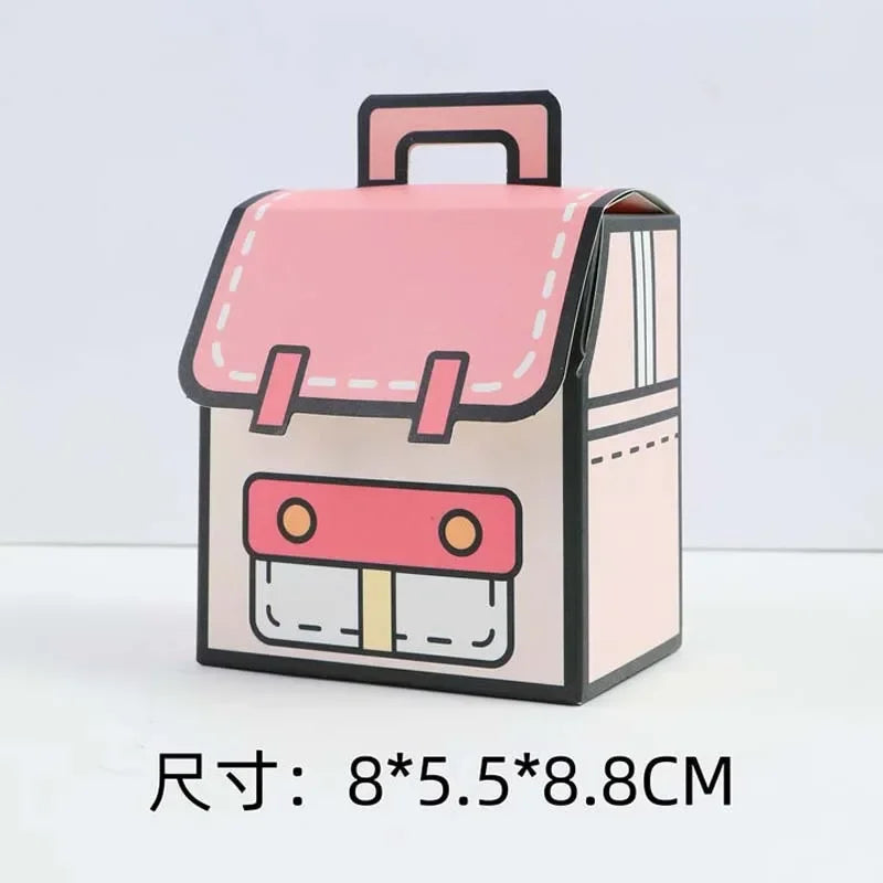 5PCS Creative Gifts Packaging Bags Cartoon School Bag Shape Candy Snack Self-lock Bags for Kids Birthday Party Decors Gifts