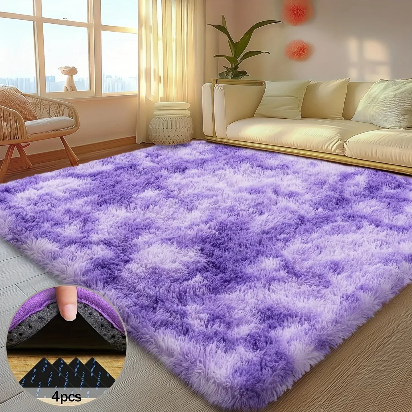 VIKAMA Silky Dream Purple Carpet High-end Carpet For Live Room  Girls Bedroom Carpet Bedside Rugs Warm Washable Carpet Home Deco