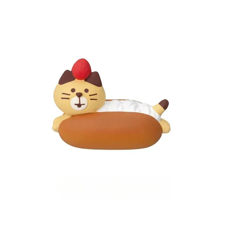 1pc ZAKKA Japanese Cat Food Bakery Coffee Shop Scene Decoration Resin Crafts Small Ornaments Croissant Donut Dessert Cupcake