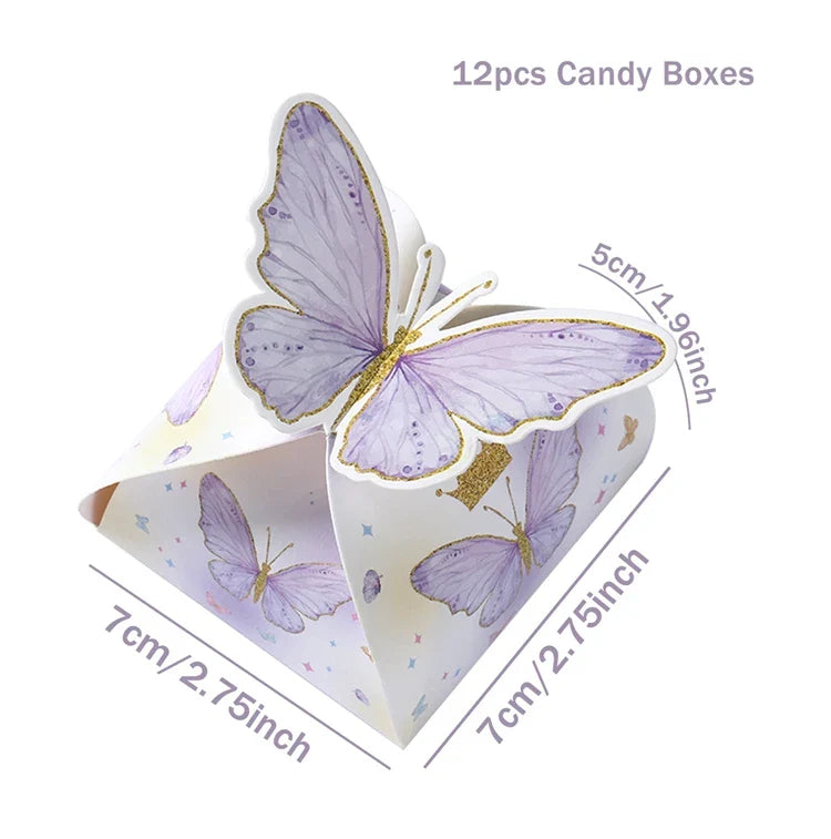 Pink Butterfly Candy Gifts Box Happy Birthday Party Decor Kids Girl Butterfly Wedding Birthday Party Supplies Baby Shower Decor