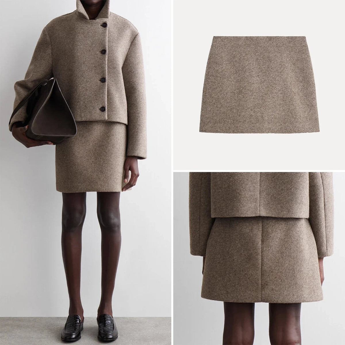 Women's Brown A-Line Midi Skirt