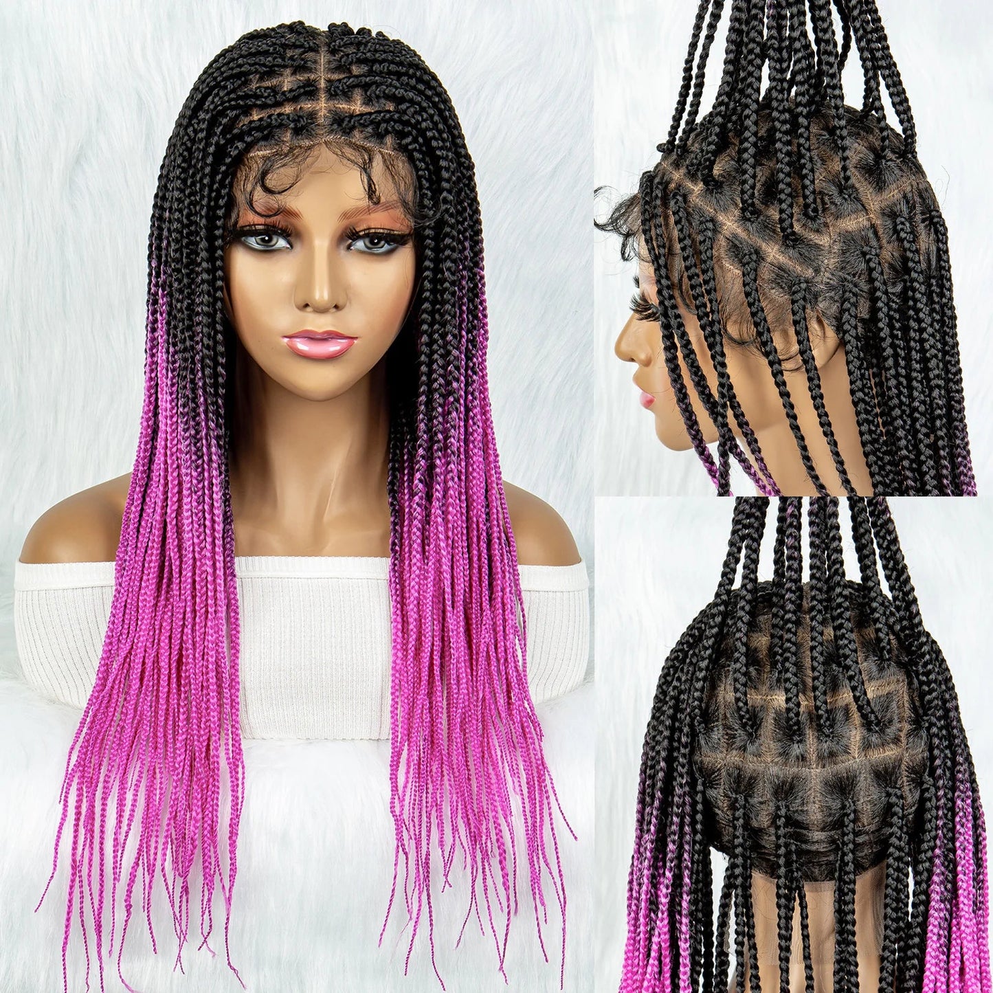 Colorful Knotless Box Braids Wig | Full Lace Front with Baby Hair