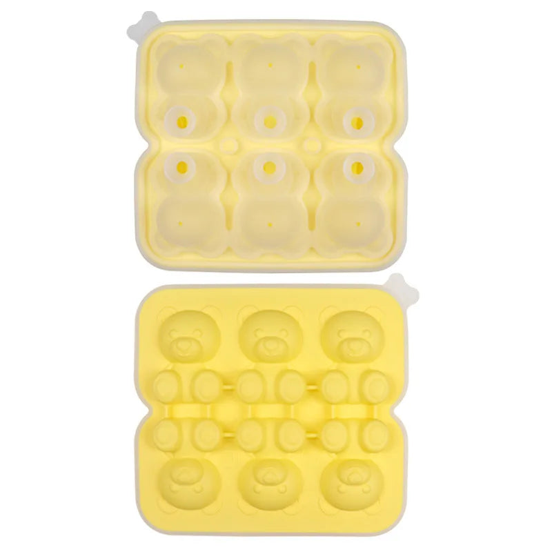 6 Grid 3D Little Teddy Bear Shape Ice Cube Silicone Mold Silian Little Bear Ice Block Mold Household Ice Cream Ice Box Ice Mold