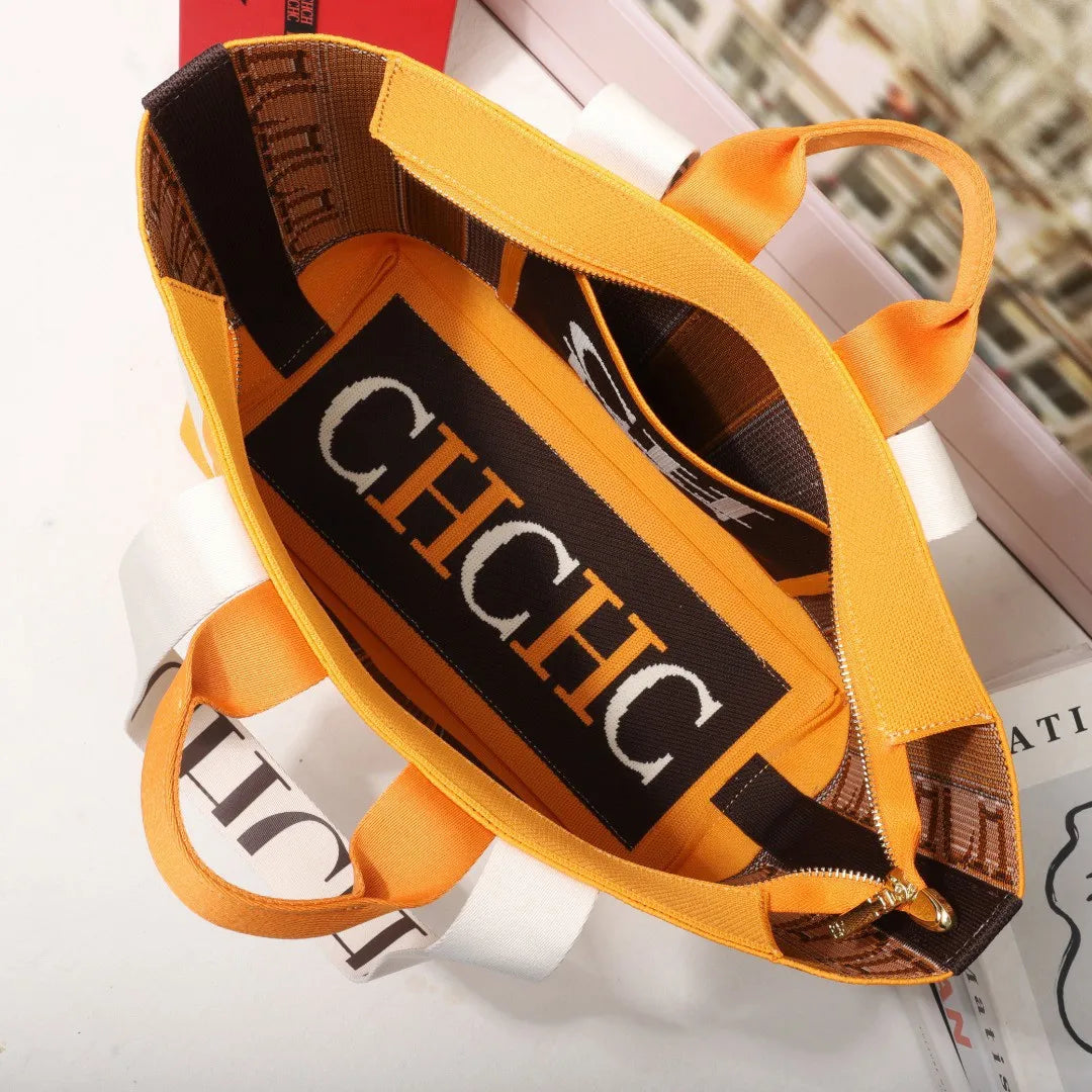 Classic Ladies Crossbody Bag | Large Capacity Commuter Style Tote Bag (Simple Stripe Design Shoulder Bag with Letters)