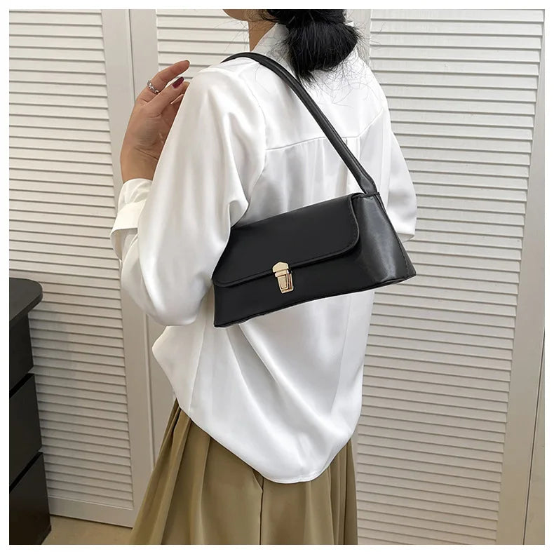 Women's Shoulder Bag Handbag | Retro Underarm Bag & Fashion Simple Solid Color New Hand Shoulder Bag