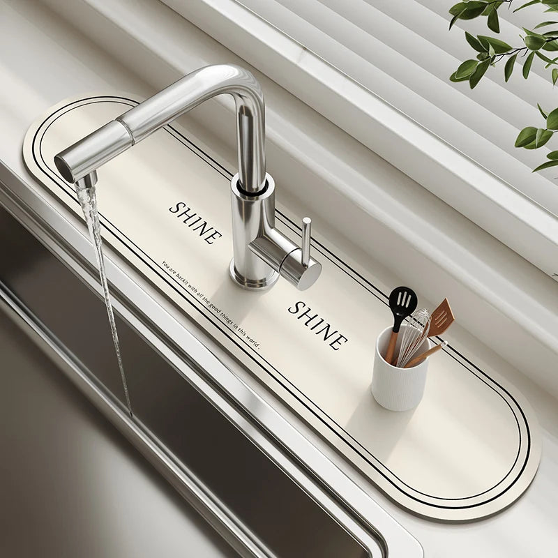Sink Faucet Mat Kitchen Mat Drainage Mat Absorbent Table Mat Diatom Mud Bathroom Non-Slip Mat Waterproof Countertop Protection
