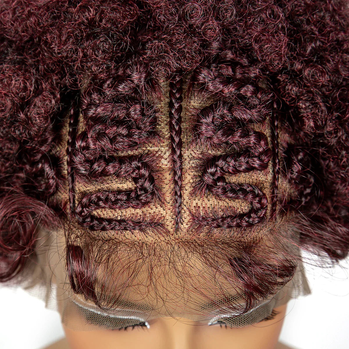 Burgundy Afro Curly Braids Bob Wig | 13x6 Lace | Baby Hair | Bouncy Curls