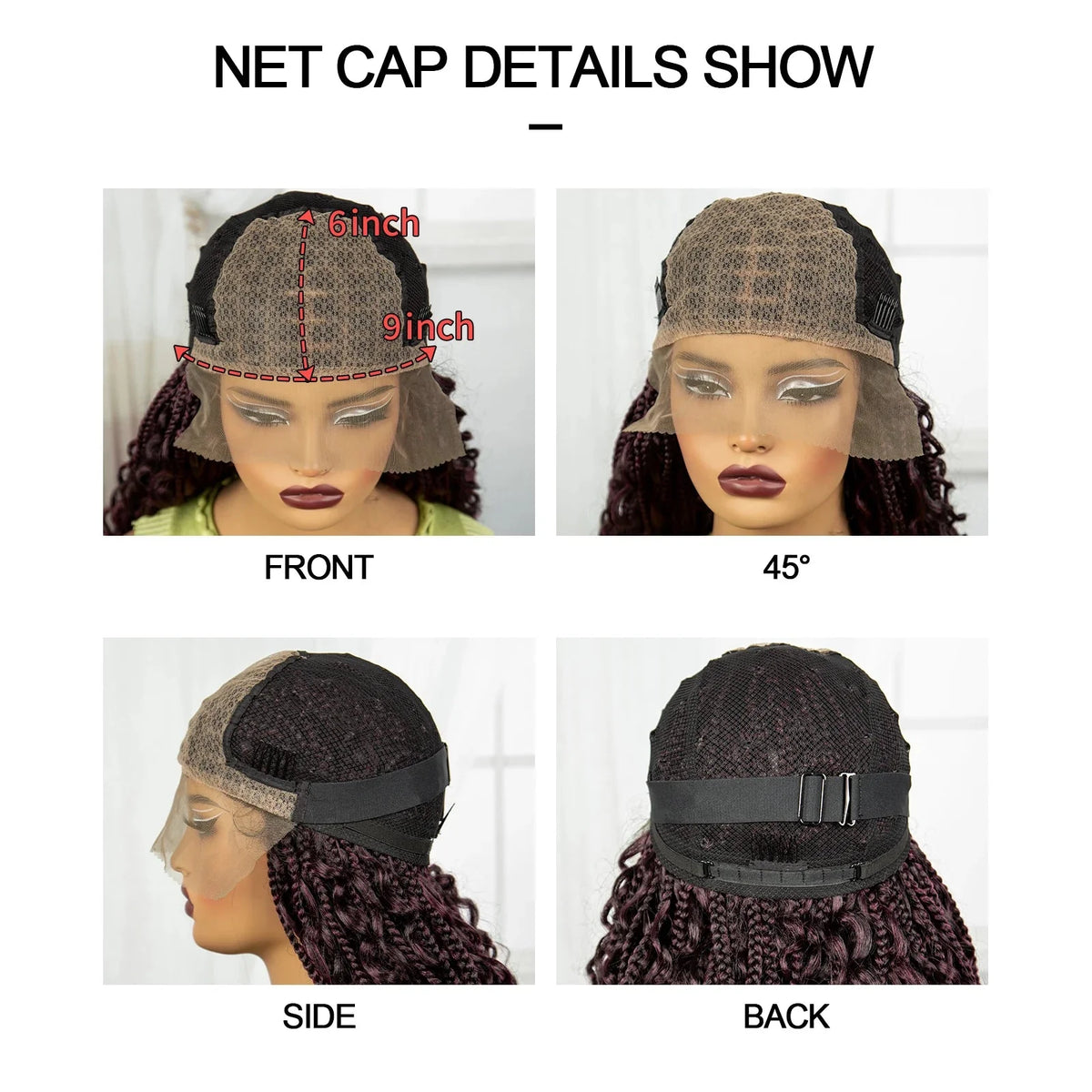 36" Knotless Box Braids Wig | Bohemian Style | Curly Ends | Lace Front | With Baby Hair | For Black Women