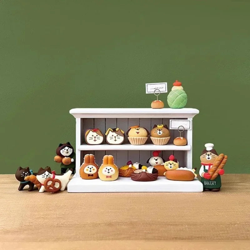 1pc ZAKKA Japanese Cat Food Bakery Coffee Shop Scene Decoration Resin Crafts Small Ornaments Croissant Donut Dessert Cupcake
