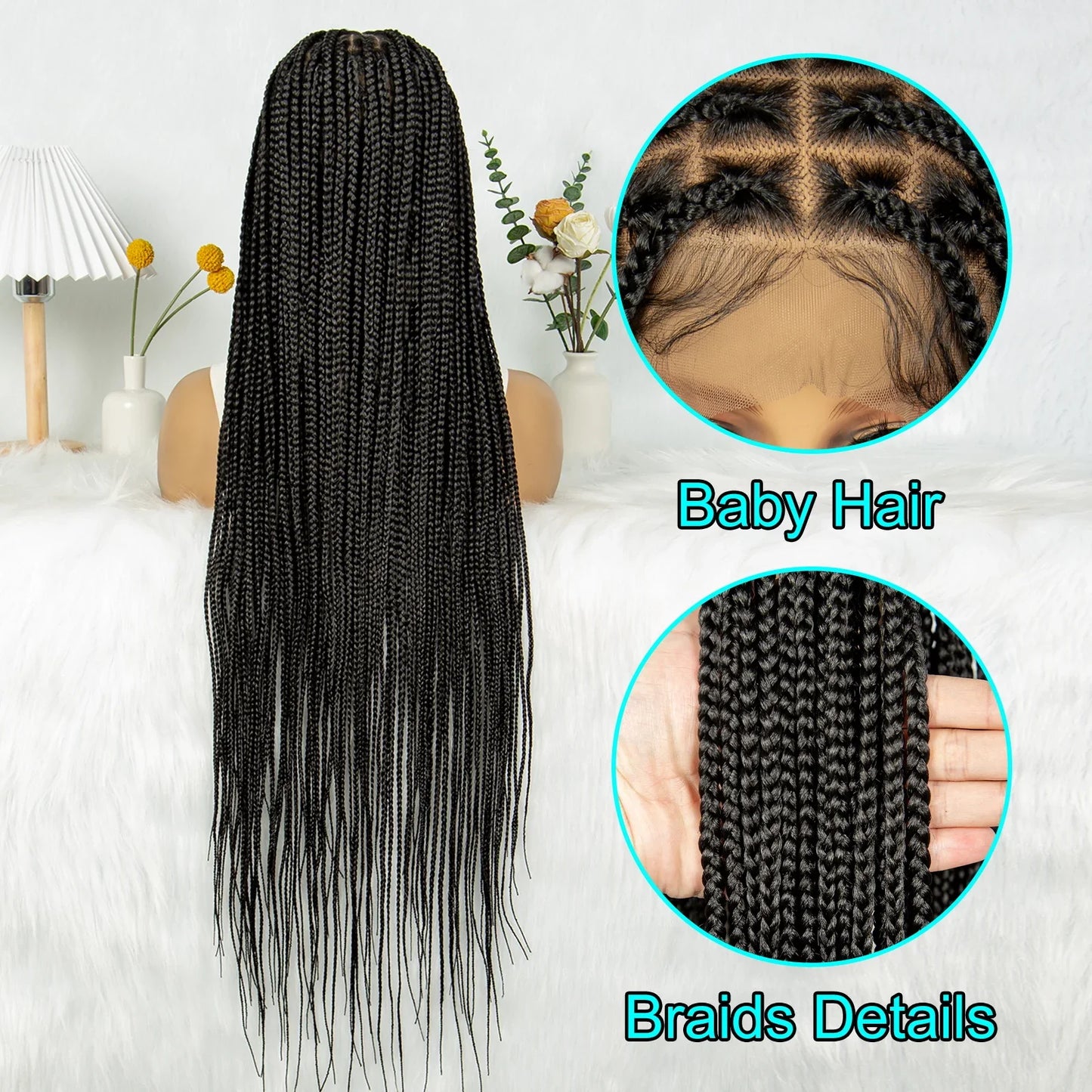 New HD Goddess Box Braids Wig | Transparent Full Lace Crochet