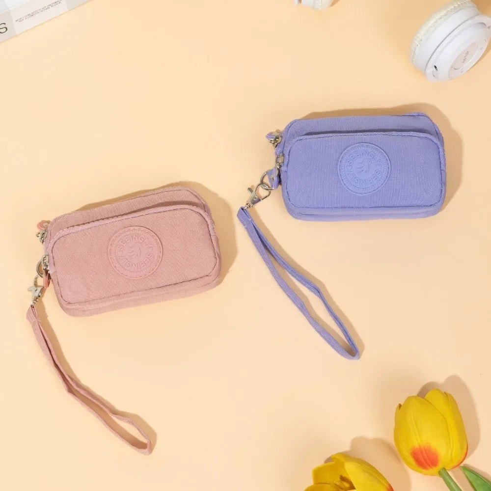 New Waterproof Coin Purse with Key Ring | Solid Color Card Holder & Large Capacity Wear-Resistant Handbag (Unisex Storage Bag)