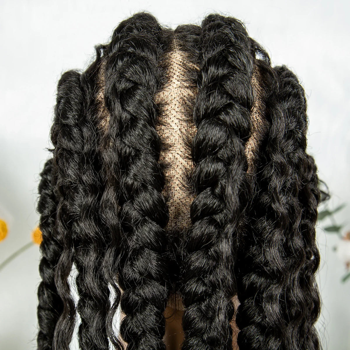 Cornrow Braided Wigs Synthetic Transparent Full Lace Wig With Baby Hair Braiding Wig Boho Cornrow Wig Curly End For Black Women