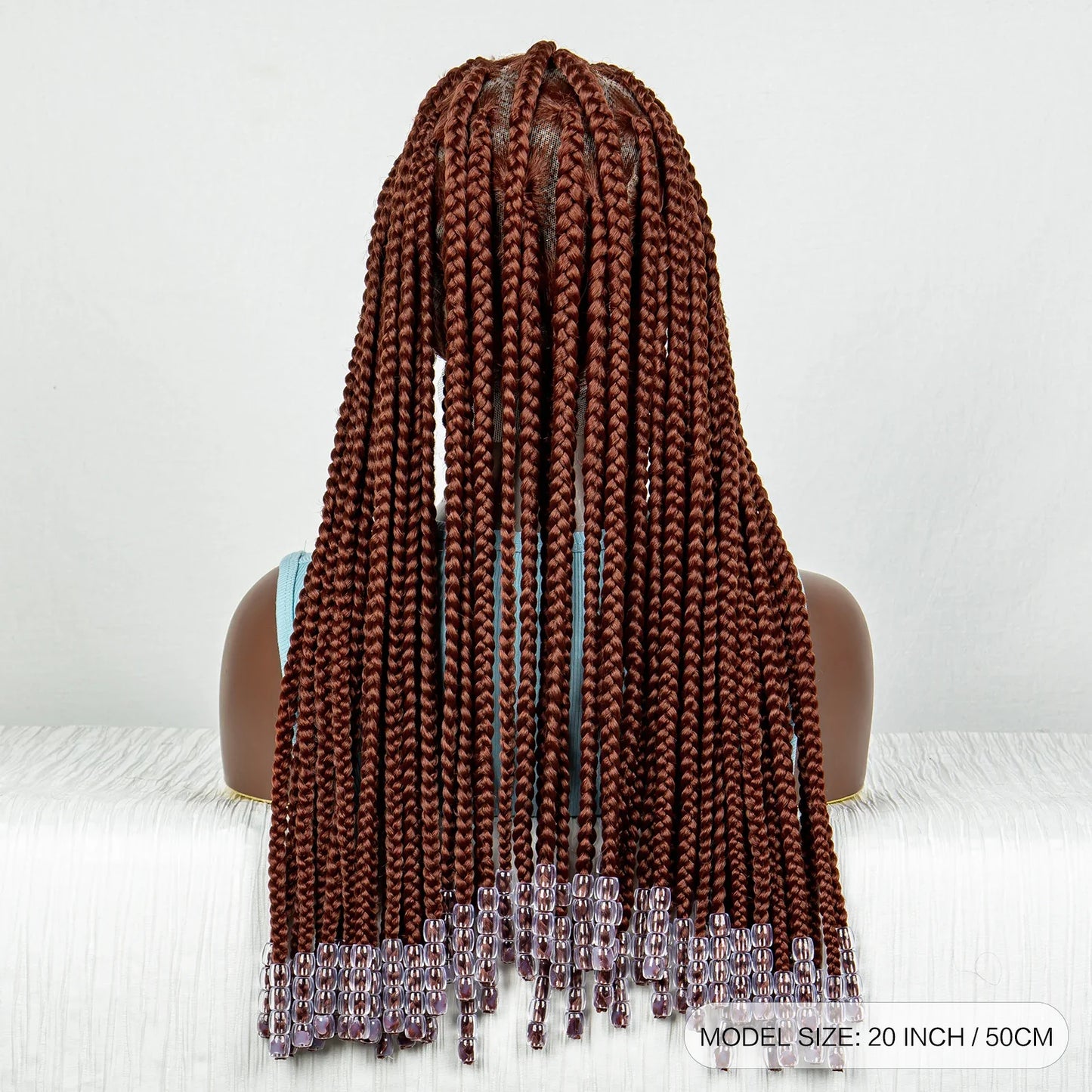 Ginger Beaded Knotless Braids Wig | Full Lace Frontal | 350#