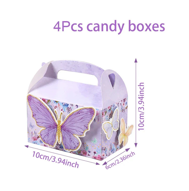 Purple Butterfly Disposable Tableware Napkin Butterfly Birthday Party Decor Girl Baby Shower Baptism Gender Reveal Supplies