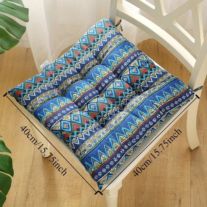 Soft & Comfortable Square Seat Cushion with Strap - Perfect for Office and Home Chairs, Polyester Dining Mat