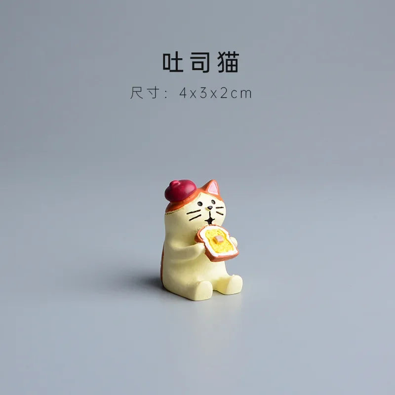 Cute Cat Bread Toast Model Toys Miniature Photography Props Figurines Gift Desktop Ornaments Figurine Decoration Crafts