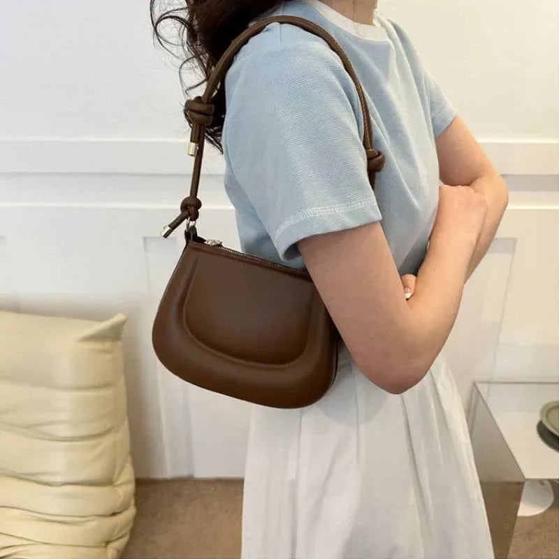 Soft PU Leather Ladies Crossbody Bag | Women's Purple Underarm Bag & Retro Solid Color Handbag (Fashion Design Girl Small Shoulder Bag)