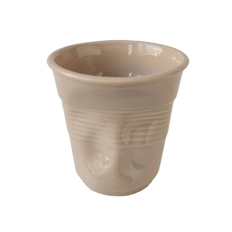 6.7oz Korean Style Cups and Mugs Coffee Mug White Ceramic Nordic Wrinkle Cup 200ml Drinking Coffe Tumbler English Letter Gift