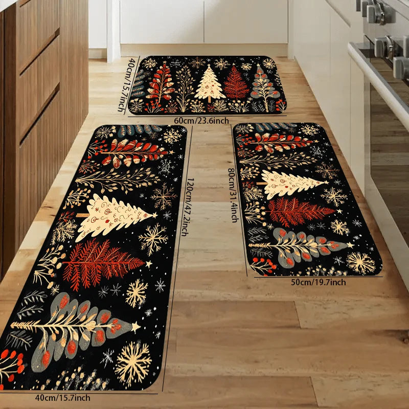 VIKAMA Christmas Carpet Christmas Tree CarpetKitchen Rug  Long Carpet Absorbent Doormat Carpet For Live Room Sofa Floor Mat