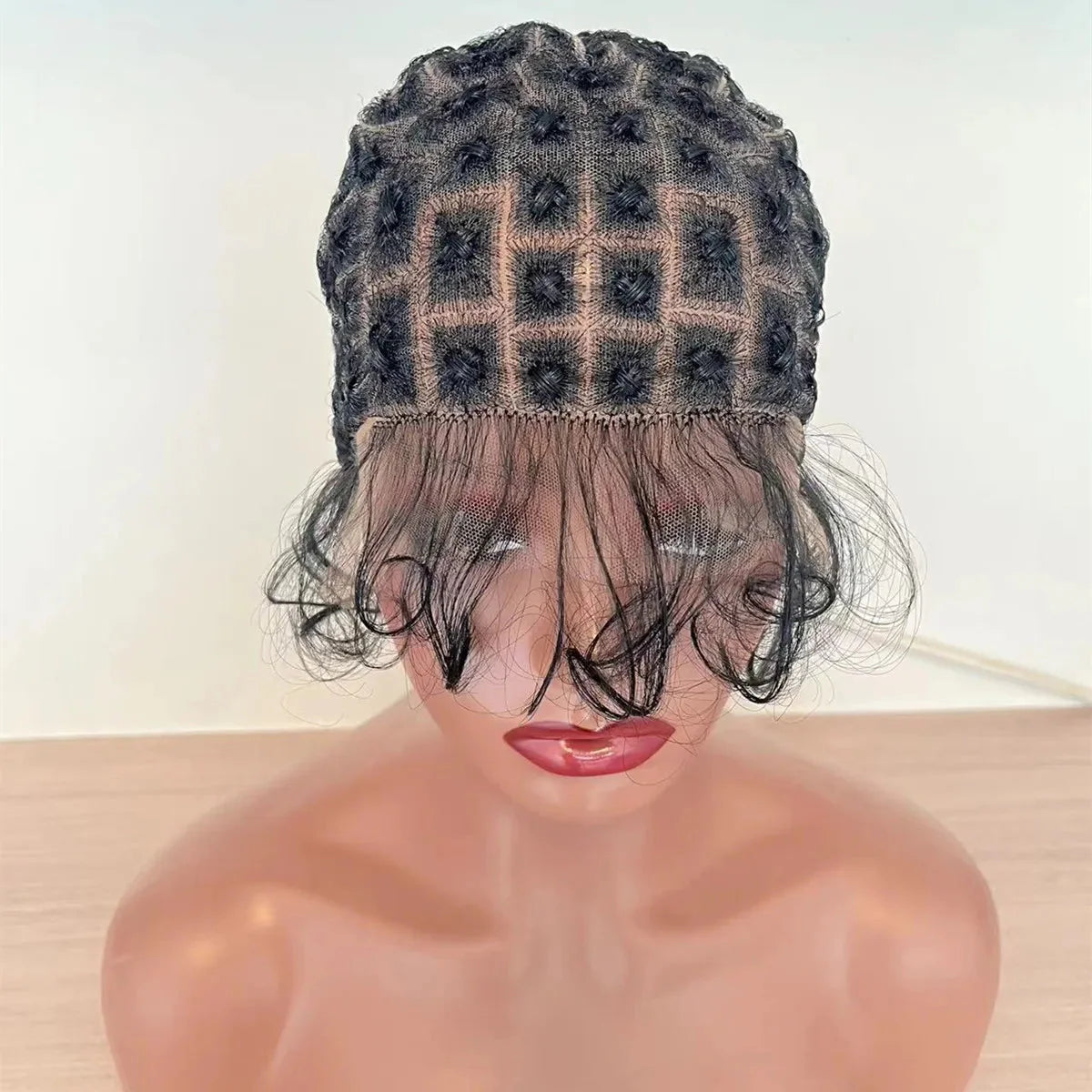 Full Lace Crochet Wig Cap with Baby Hair | Micro Senegalese Twist & Crochet Wig Base | Virgin Chinese Hair | Jerry Curl