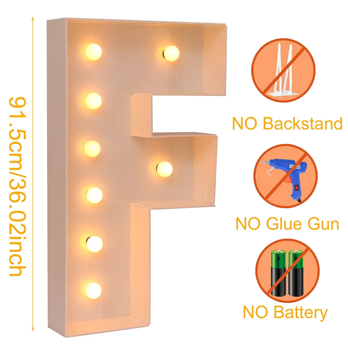 91.5CM Giant Letter Led Light Frame Box Baby Shower 1st Birthday Wedding Party Decor Christmas DIY Name Balloon Filling Box
