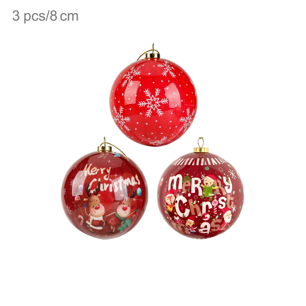 3pcs 8cm Christmas Balls Original Gifts Christmas Decoration 2024 Christmas Tree Decorations Gift Decoration Pendants Baubles