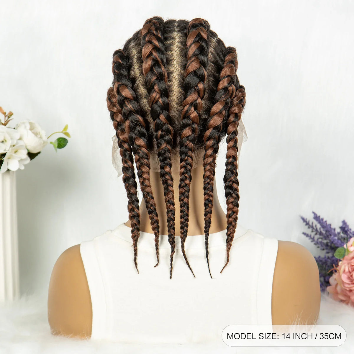 Full Lace Knotless Box Braids Wig | Cornrow Accent