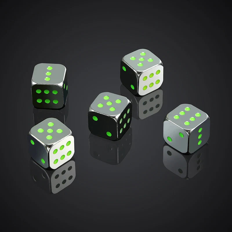 5PCS/1Set Metal Fluorescent Dice Golden/Silver/Bronze Funny Game Dice Six Sided Decider Board Game Acessorios 13mm