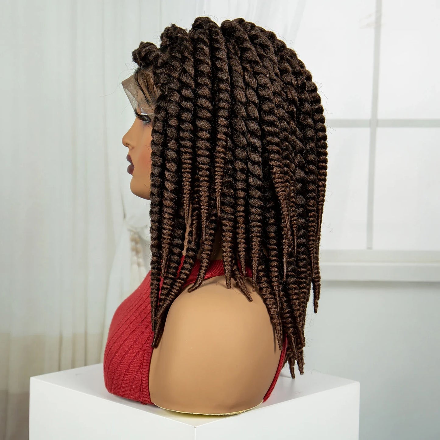 16" Twist Knotless Braids Wig | HD Full Lace | Baby Hair | Natural Look