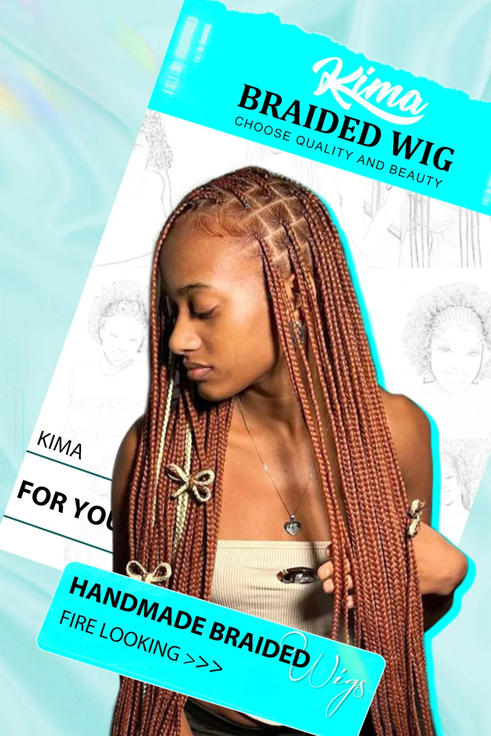 HD Knotless Box Braided Full Lace Wig | Ginger 350# & 613# Blonde | Synthetic Crochet Braids | Black Women