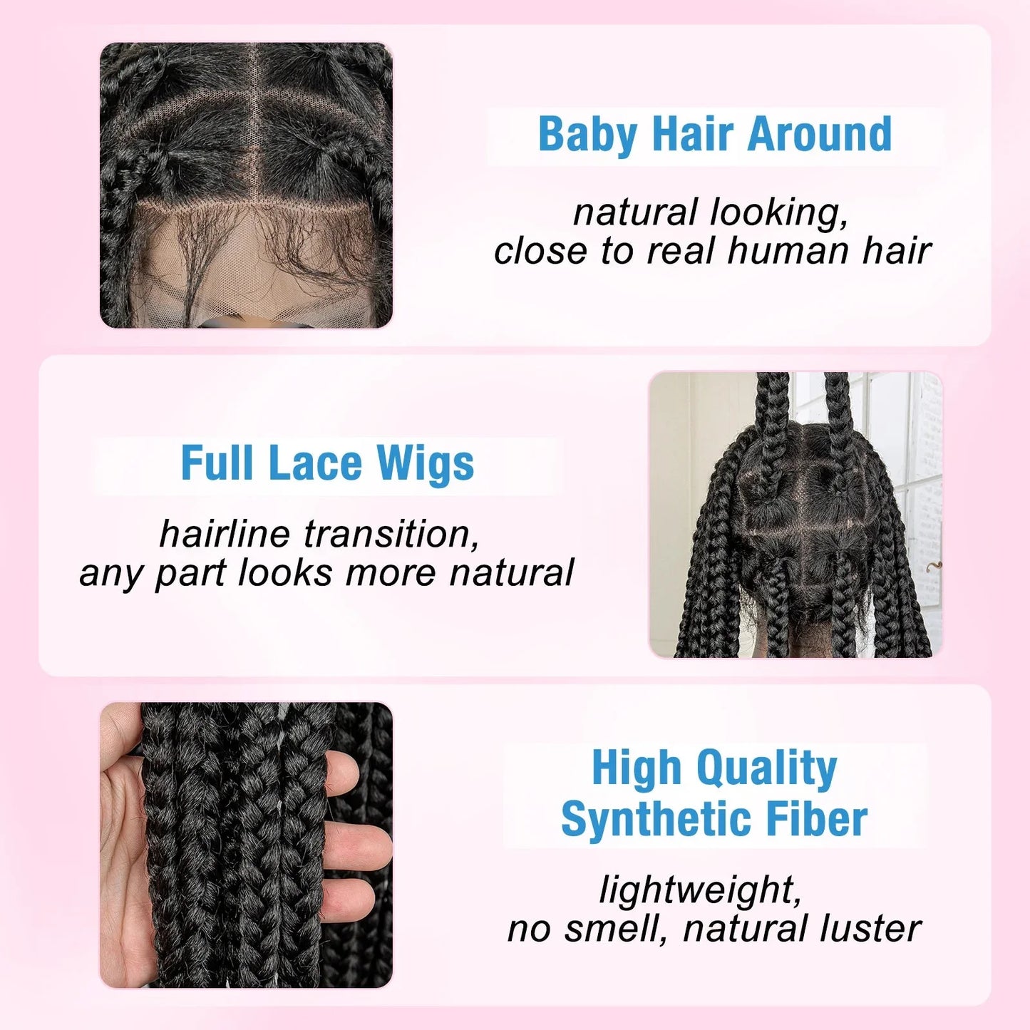 Jumbo Cornrow & Knotless Box Braids Wig | Full Lace | Baby Hair | Black Women
