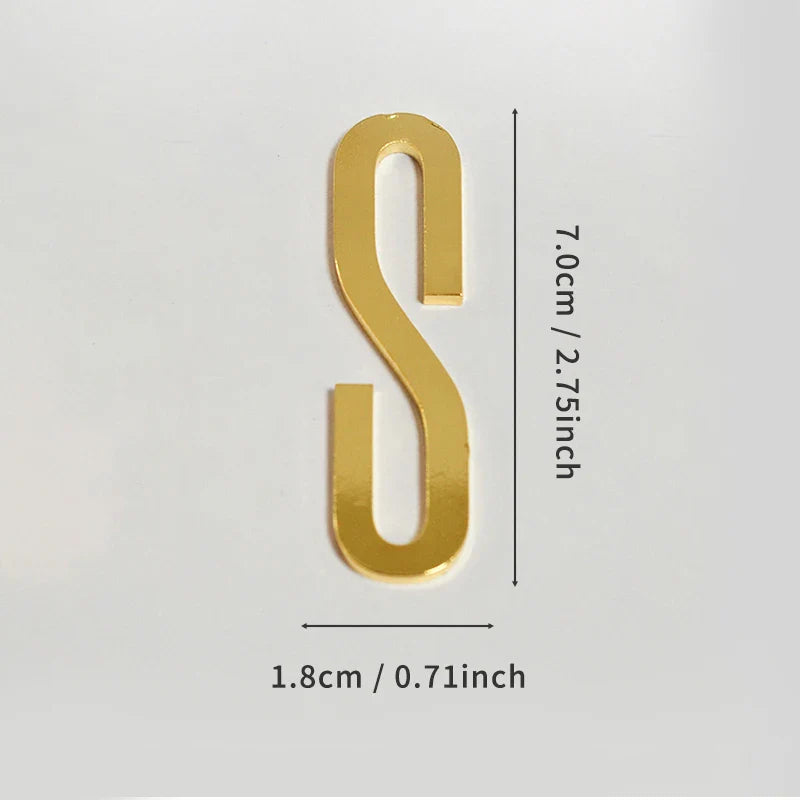 Golden Self Adhesive House Number Metal English Alphabet Letters for Apartment Room Door Plate Table Mailbox Number Stickers 7cm