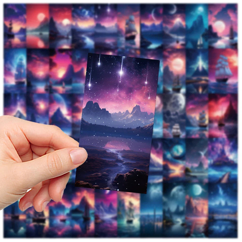 10/30/50pcs Kawaii Aesthetic landscape Sky Cartoon Stickers Cute Decal Kid Toy Laptop Notebook Phone Suitcase Stationery Sticker