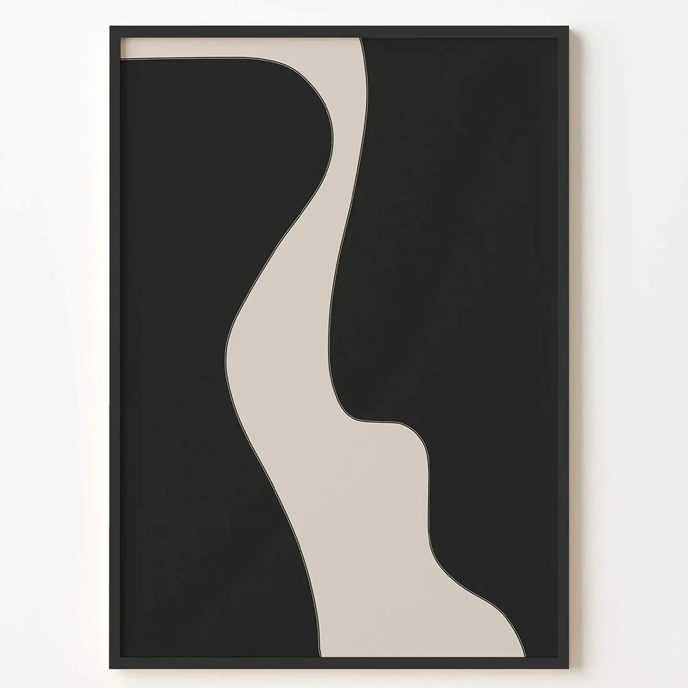 Abstract Minimal Art Print Line Drawing Poster Beige And Black Canvas Painting Modern Wall Picture Living Room Decoration