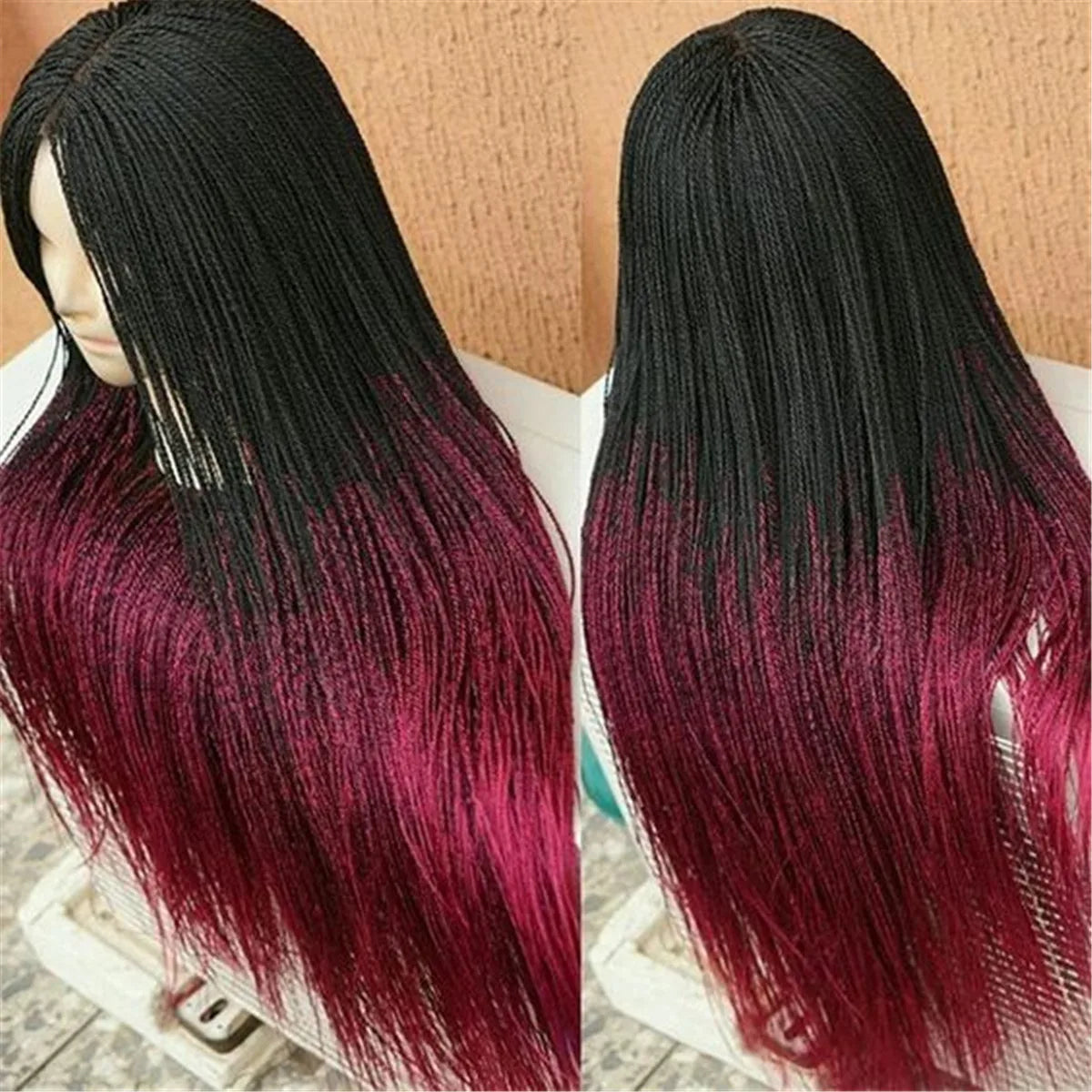 Million Twist Braided Lace Front Wig | Micro Braids Wig | Kanekalon High Heat Fiber | Black Women
