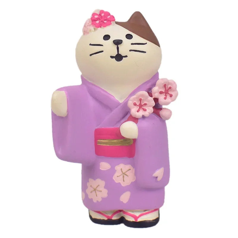 Cute Cat Ornament Admiring Flowers Scene ZAKKA Cherry Blossom INS Trendy Toy DIY Resin Handicraft Ornament