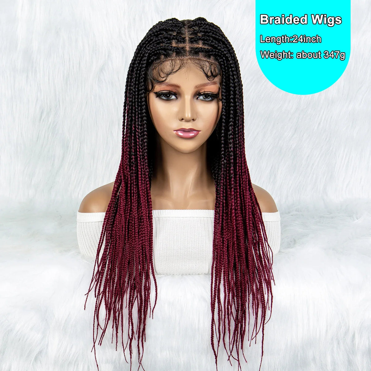 Colorful Knotless Box Braids Wig | Full Lace Front with Baby Hair