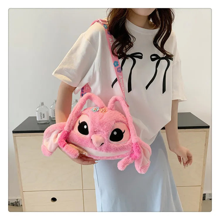 New Disney Cartoon Stitch Plush Backpack | Girls Cute Ins Shoulder Messenger Bag (Parent-Child Gift)