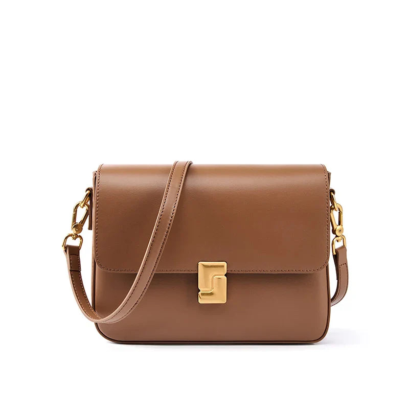 New Fashion Women's Genuine Leather Small Square Bag | Versatile Commuting Crossbody Shoulder Handbag
