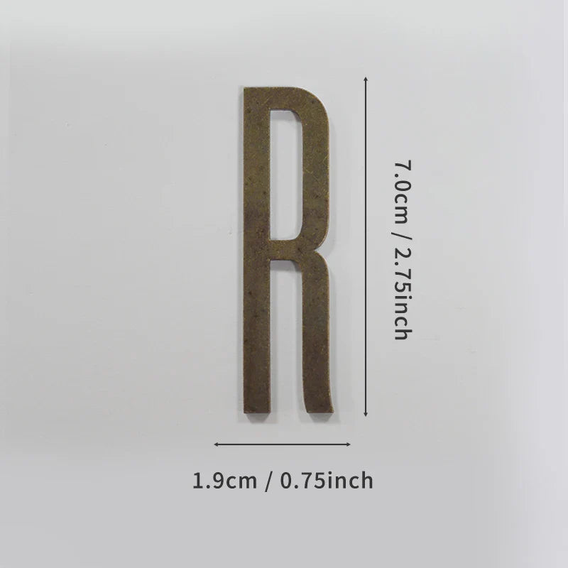 Bronze Self Adhesive House Number Metal English Alphabet Letters for Apartment Room Door Plate Table Mailbox Number Stickers 7cm