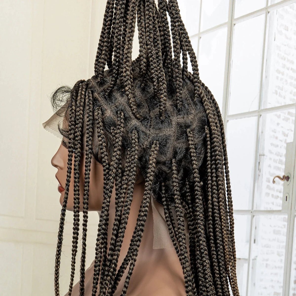 24" Full Lace Knotless Box Braided Wig | Lace Frontal Cornrow Braids | Baby Hair Synthetic Wig for Women