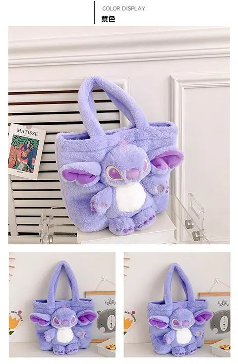 New Cartoon Plush Doll Shoulder Bag | Sweet and Cute Stitch Strawberry Bear Soft Cute Girls Handbag